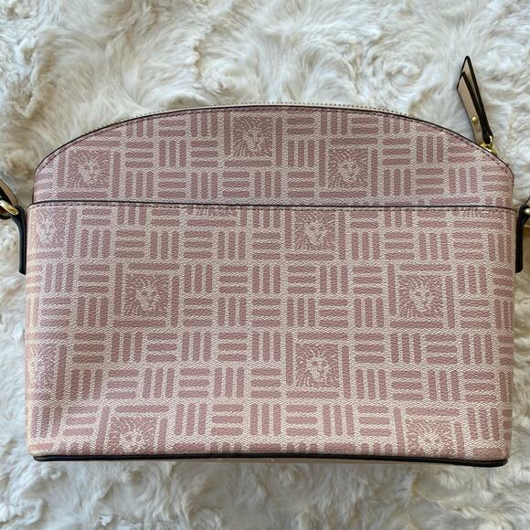 Anne Klein Classic Lion Logo Crossbody Bag Pink and Beige Purse Gold Hardware - Picture 5 of 16